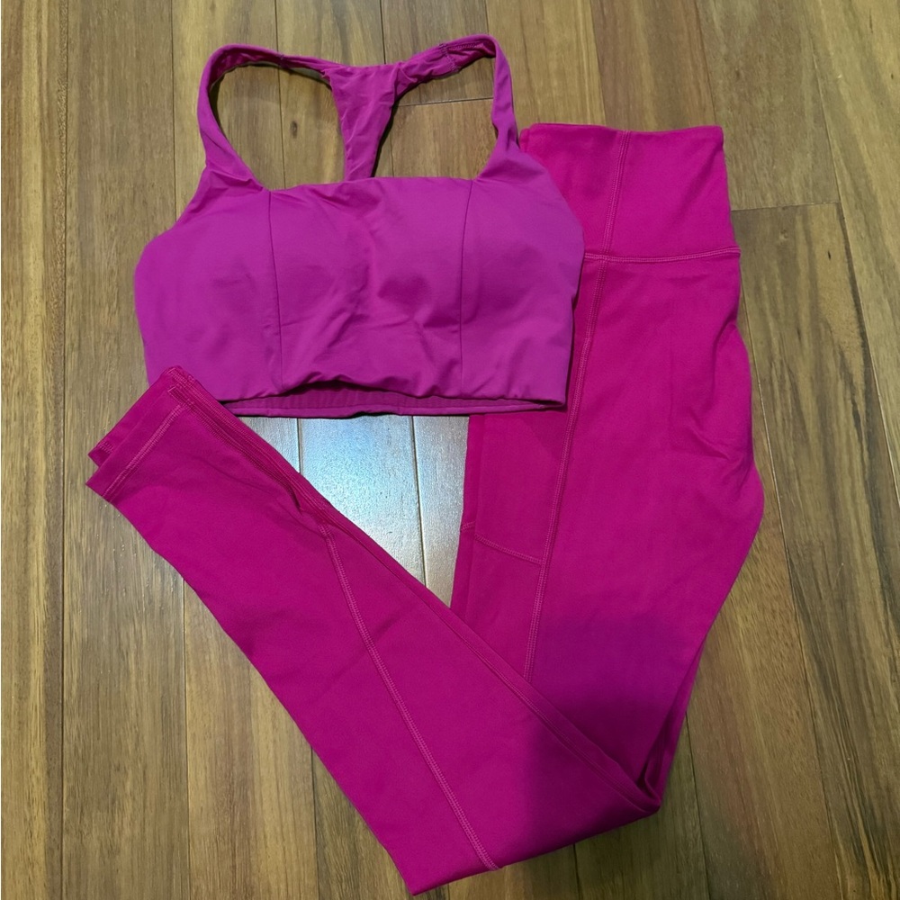 VICTORIAS SECRET Magenta Hot Pink Yoga Work Out Set Size 32C/4 -Small